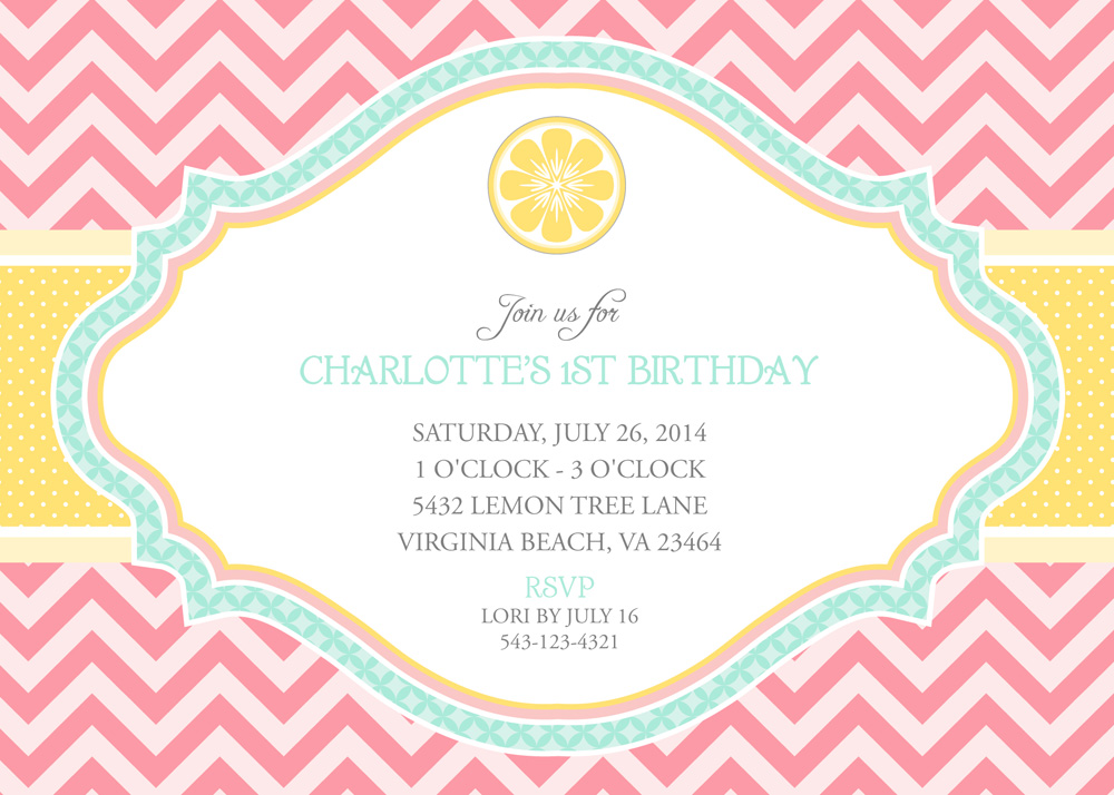 Pink Lemonade Birthday Party Printable Invitation